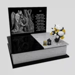 Nagrobek podwójny z precyzyjnie wykonanym grawerem anioła i jezusa z granitu CK 109 zdjęcie 35