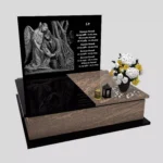 Nagrobek podwójny z precyzyjnie wykonanym grawerem anioła i jezusa z granitu CK 109 zdjęcie 36