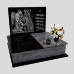 Nagrobek podwójny z precyzyjnie wykonanym grawerem anioła i jezusa z granitu CK 109 zdjęcie 38