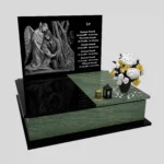 Nagrobek podwójny z precyzyjnie wykonanym grawerem anioła i jezusa z granitu CK 109 zdjęcie 39