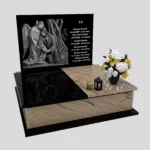 Nagrobek podwójny z precyzyjnie wykonanym grawerem anioła i jezusa z granitu CK 109 zdjęcie 40