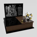 Nagrobek podwójny z precyzyjnie wykonanym grawerem anioła i jezusa z granitu CK 109 zdjęcie 41