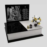 Nagrobek podwójny z precyzyjnie wykonanym grawerem anioła i jezusa z granitu CK 109 zdjęcie 42