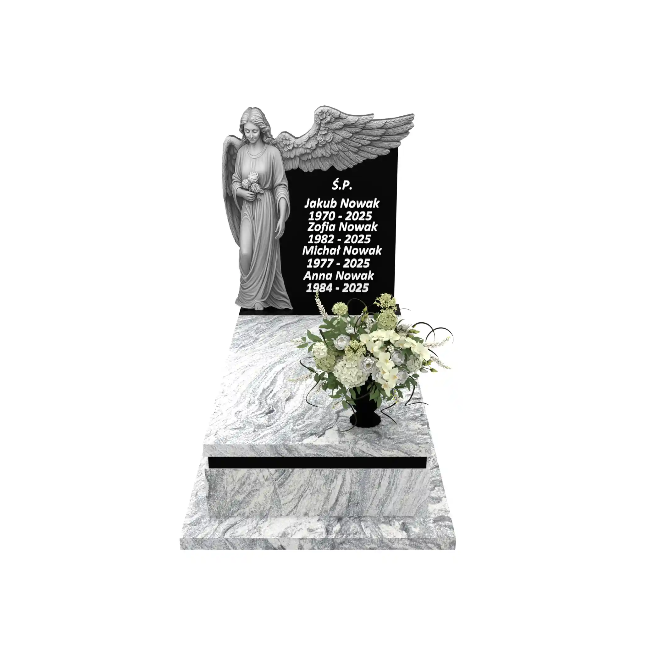 Nagrobek pojedynczy z grawerem anioła CK 163+360 – photo №12