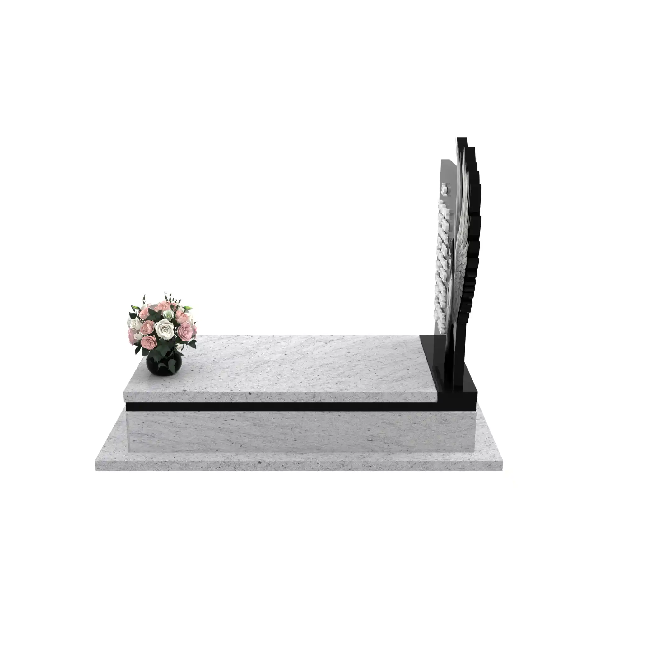 Nagrobek pojedynczy z grawerem anioła o rozpostartych skrzydłach z granitu CK 160+360 – photo №3