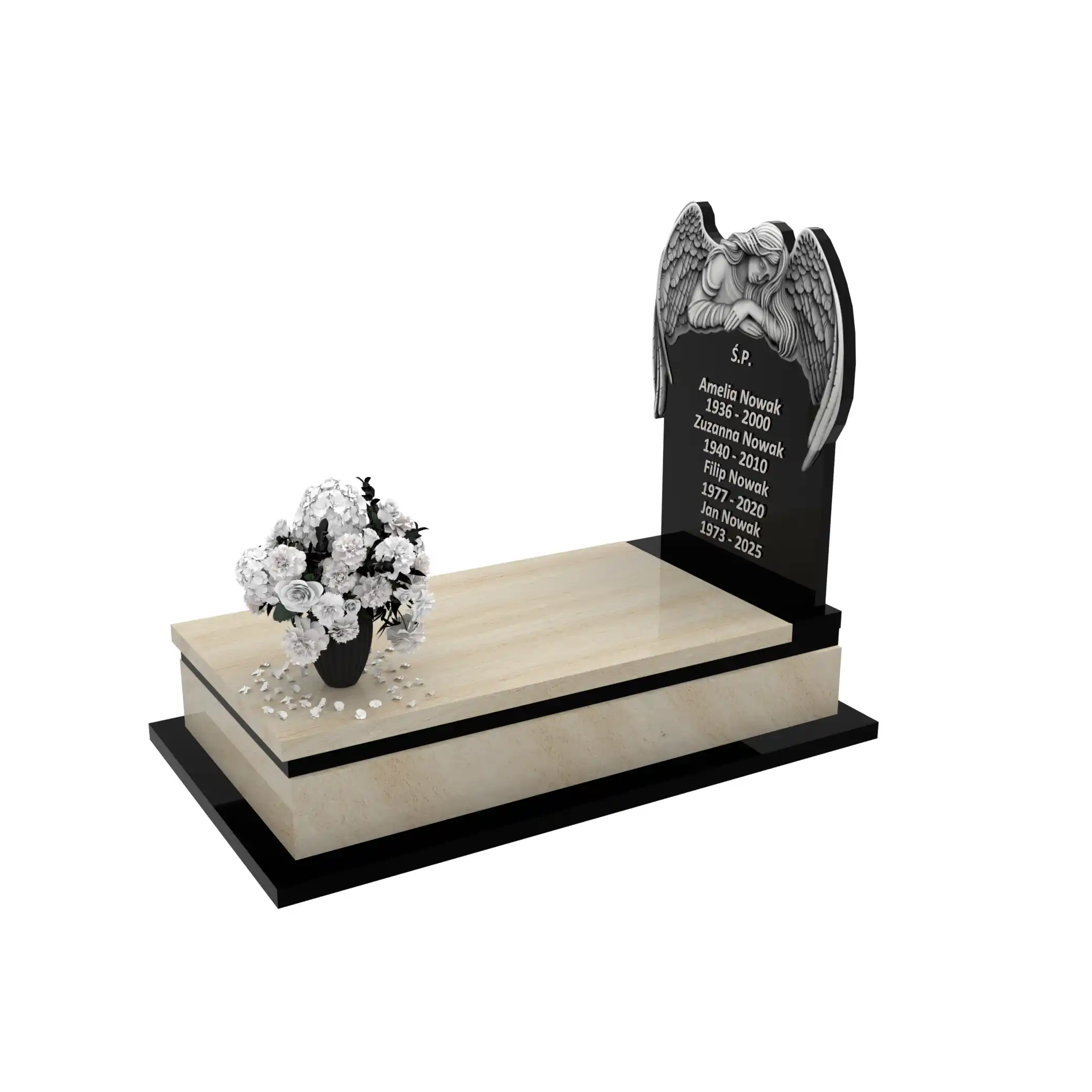 Nagrobek pojedynczy z grawerem anioła CK 162+360 – photo №2