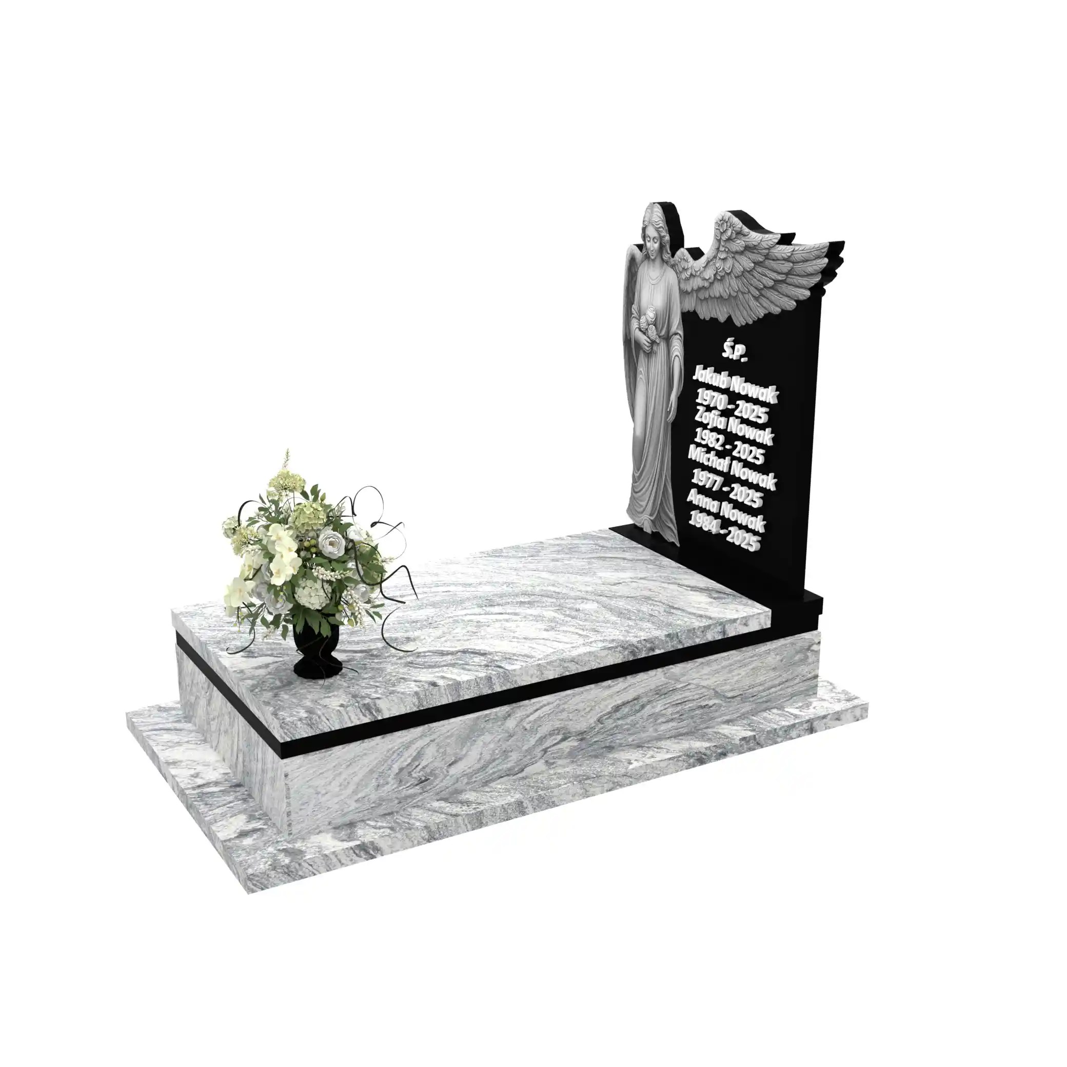 Nagrobek pojedynczy z grawerem anioła CK 163+360 – photo №2