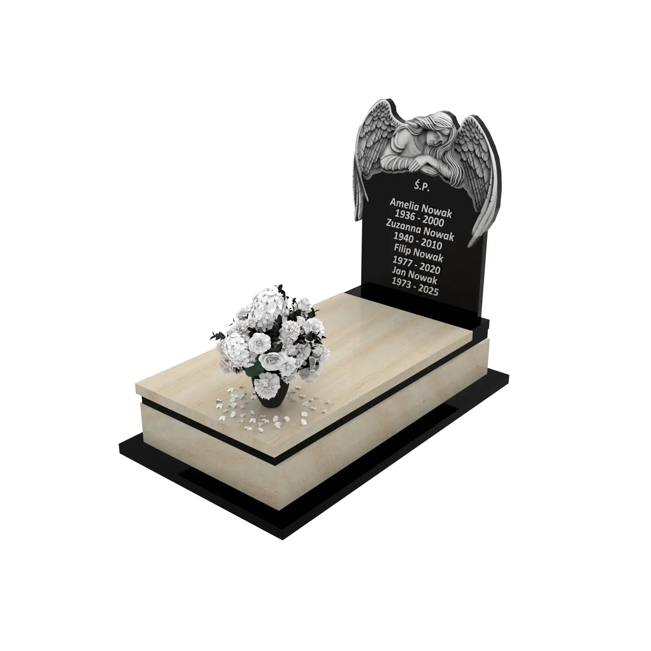 Nagrobek pojedynczy z grawerem anioła CK 162+360 – photo №1