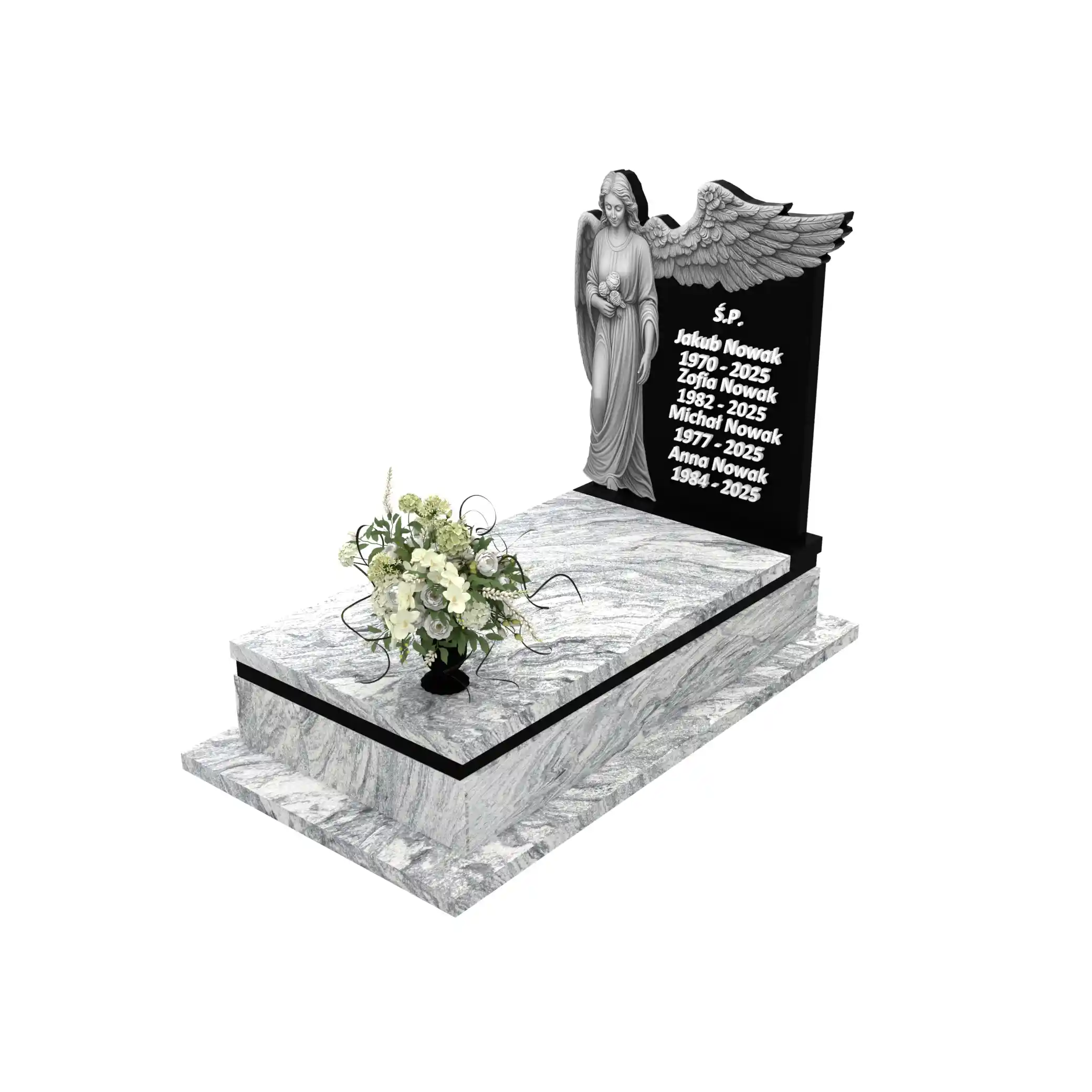 Nagrobek pojedynczy z grawerem anioła CK 163+360 – photo №1