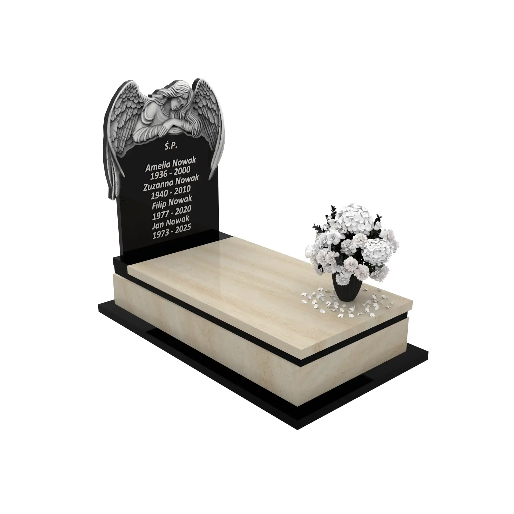 Nagrobek pojedynczy z grawerem anioła CK 162+360 – photo №11