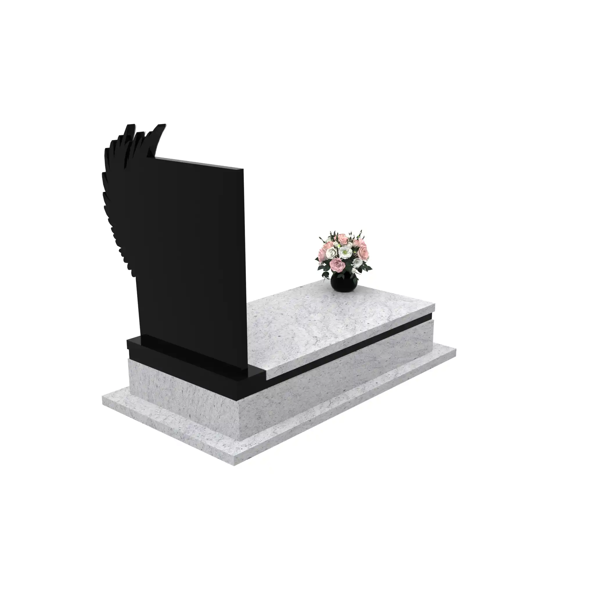 Nagrobek pojedynczy z grawerem anioła o rozpostartych skrzydłach z granitu CK 160+360 – photo №7