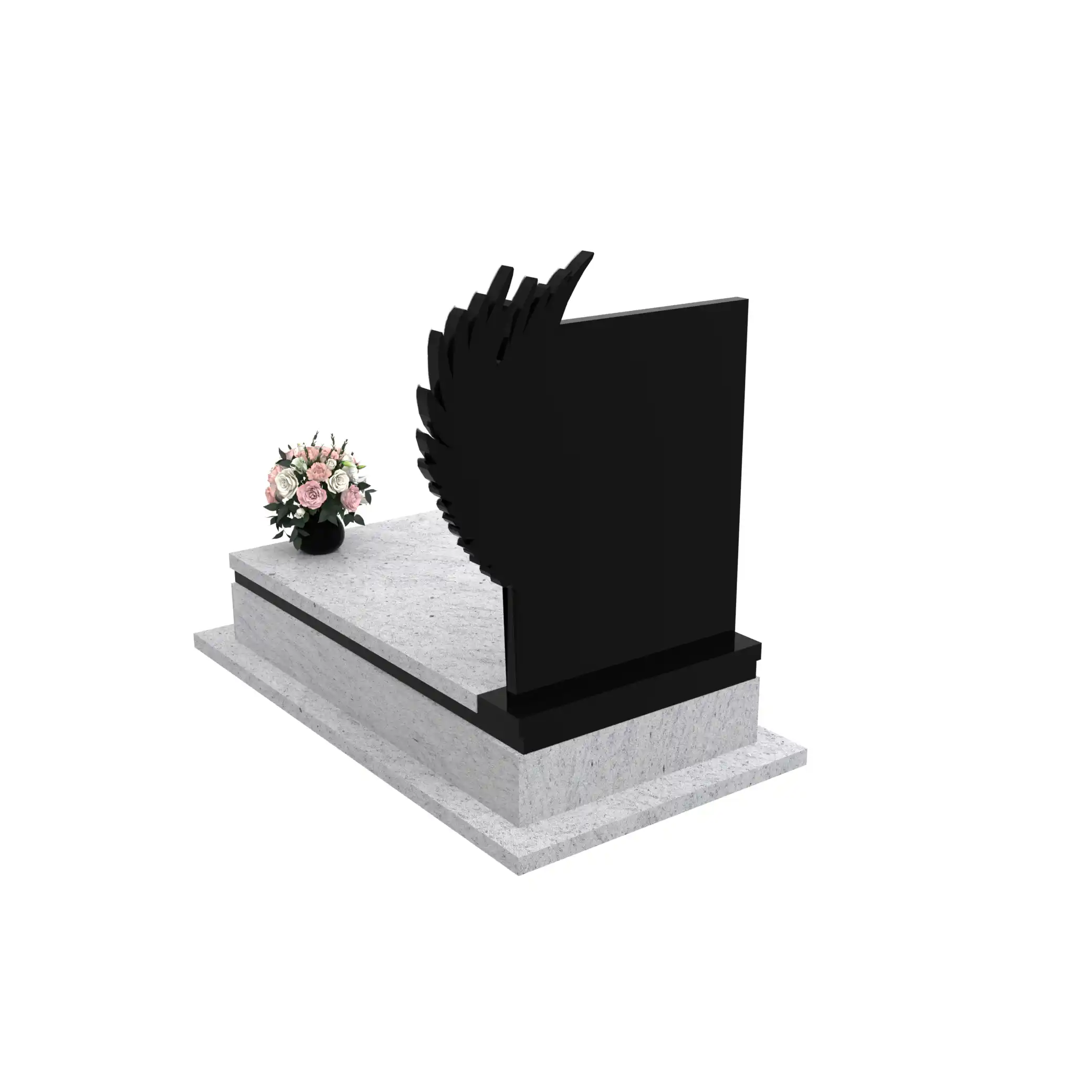 Nagrobek pojedynczy z grawerem anioła o rozpostartych skrzydłach z granitu CK 160+360 – photo №5