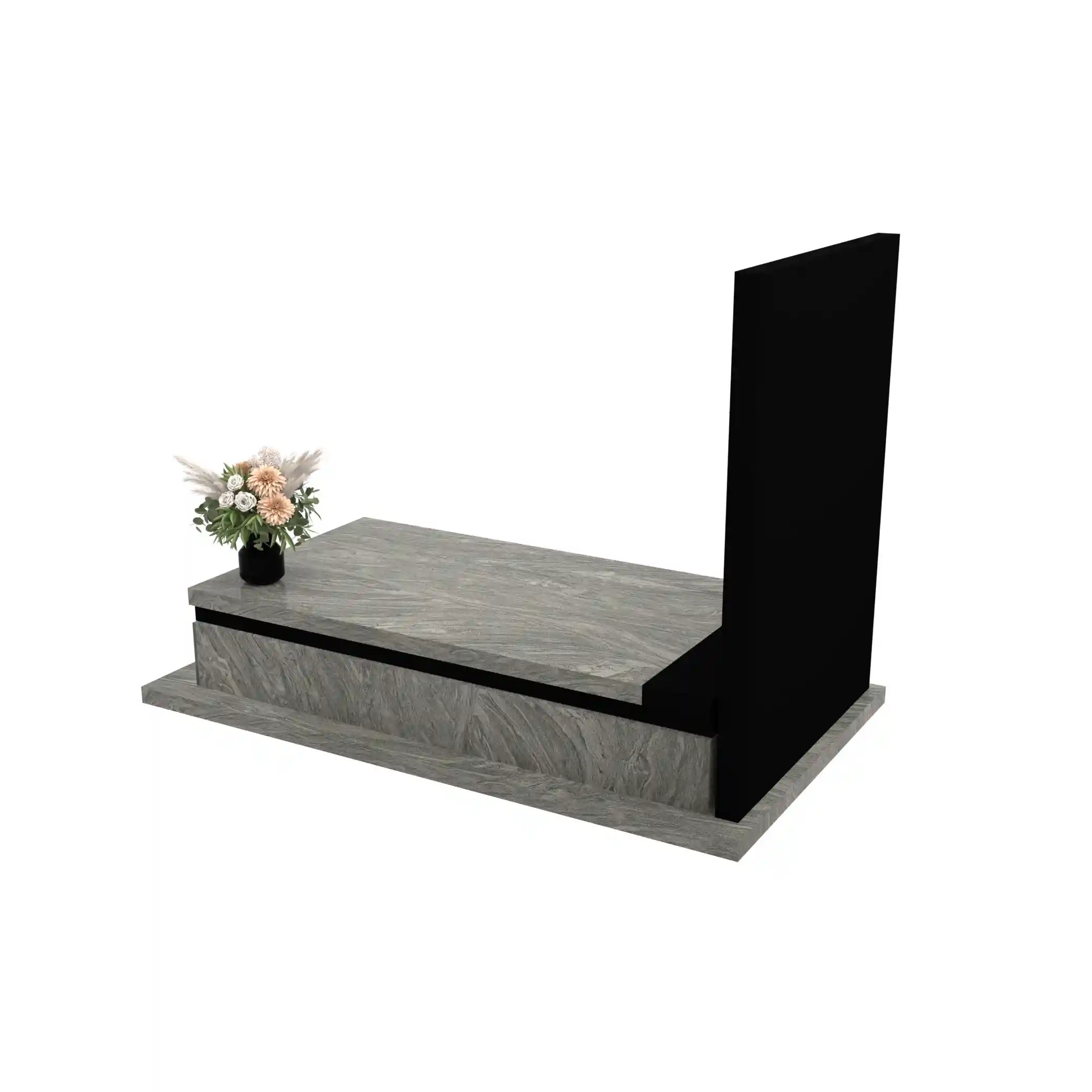 Nagrobek pojedynczy z grawerem anioła z otwartymi skrzydłami, wykonany z dbałością o każdy detal z granitu CK 169+360 – photo №4