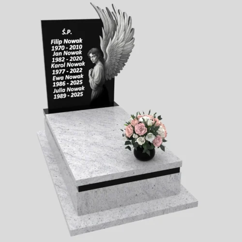 Nagrobki Warszawa-Nagrobek pojedyncze z grawerem anioła ze skrzydłami CK 160 wzór 24