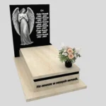 Nagrobek pojedynczy z grawerem anioła z otwartymi skrzydłami, wykonany z dbałością o każdy detal z granitu CK 169 zdjęcie 30