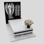Nagrobek pojedynczy z grawerem anioła z otwartymi skrzydłami, wykonany z dbałością o każdy detal z granitu CK 169 zdjęcie 33