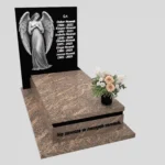 Nagrobek pojedynczy z grawerem anioła z otwartymi skrzydłami, wykonany z dbałością o każdy detal z granitu CK 169 zdjęcie 34