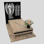 Nagrobek pojedynczy z grawerem anioła z otwartymi skrzydłami, wykonany z dbałością o każdy detal z granitu CK 169 zdjęcie 41