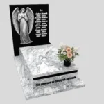 Nagrobek pojedynczy z grawerem anioła z otwartymi skrzydłami, wykonany z dbałością o każdy detal z granitu CK 169 zdjęcie 44