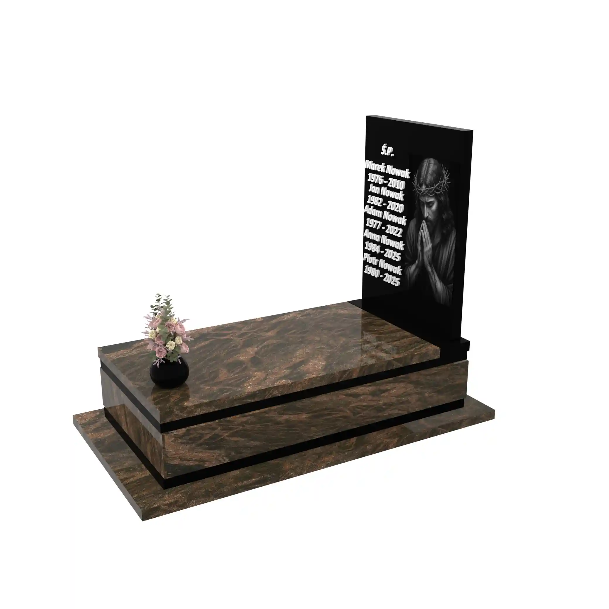 Nagrobek pojedynczy z grawerem Jezusa z granitu CK 161+360 – photo №2