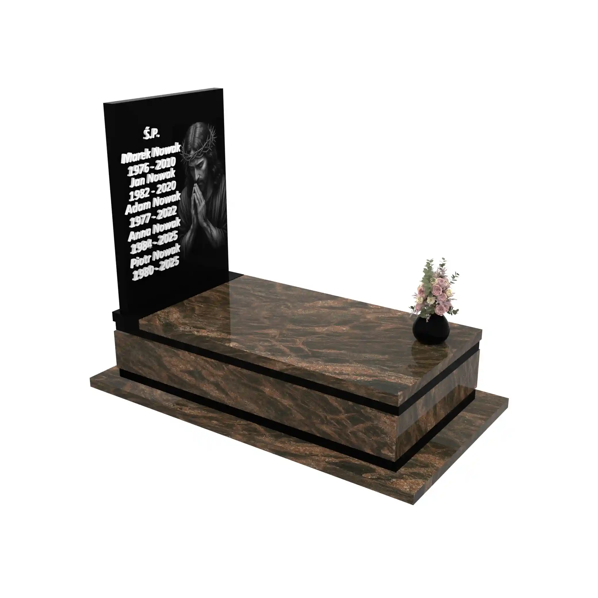 Nagrobek pojedynczy z grawerem Jezusa z granitu CK 161+360 – photo №10