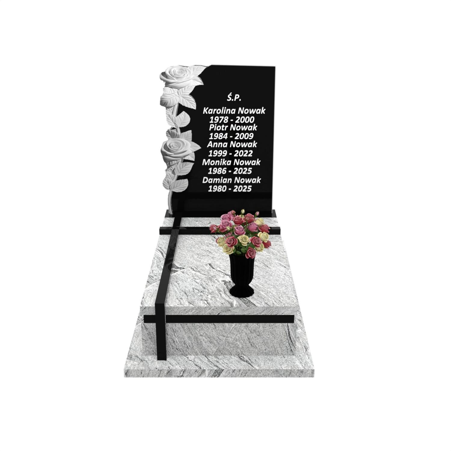 Nagrobek pojedynczy z rzeźbą kwiatów CK 158+360 – photo №12