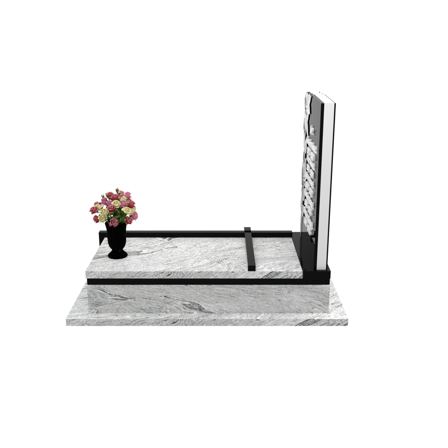 Nagrobek pojedynczy z rzeźbą kwiatów CK 158+360 – photo №3