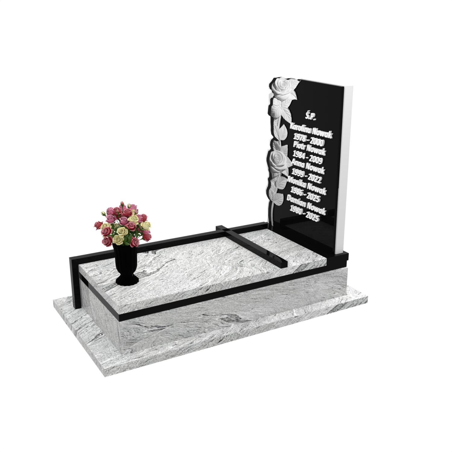 Nagrobek pojedynczy z rzeźbą kwiatów CK 158+360 – photo №2
