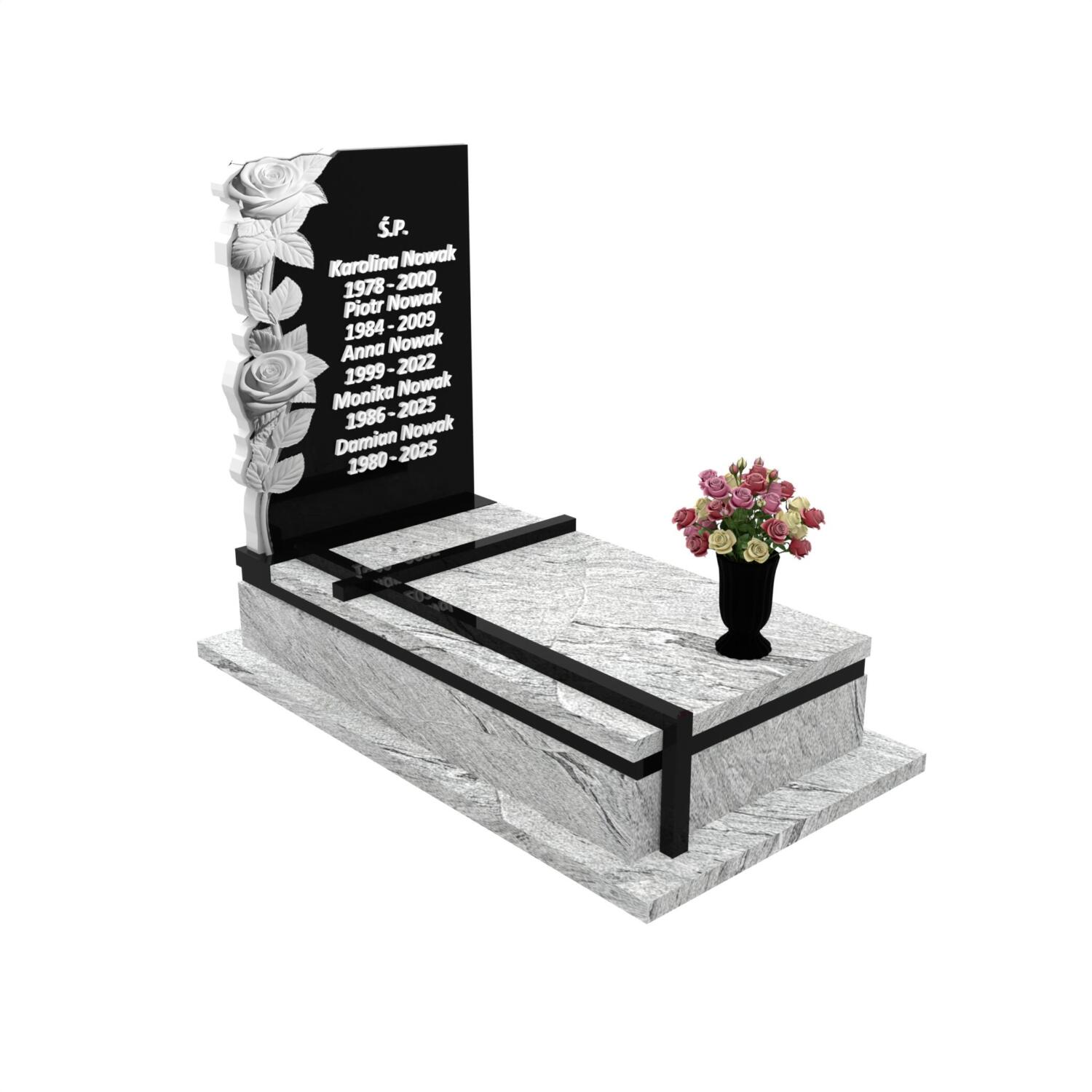 Nagrobek pojedynczy z rzeźbą kwiatów CK 158+360 – photo №11