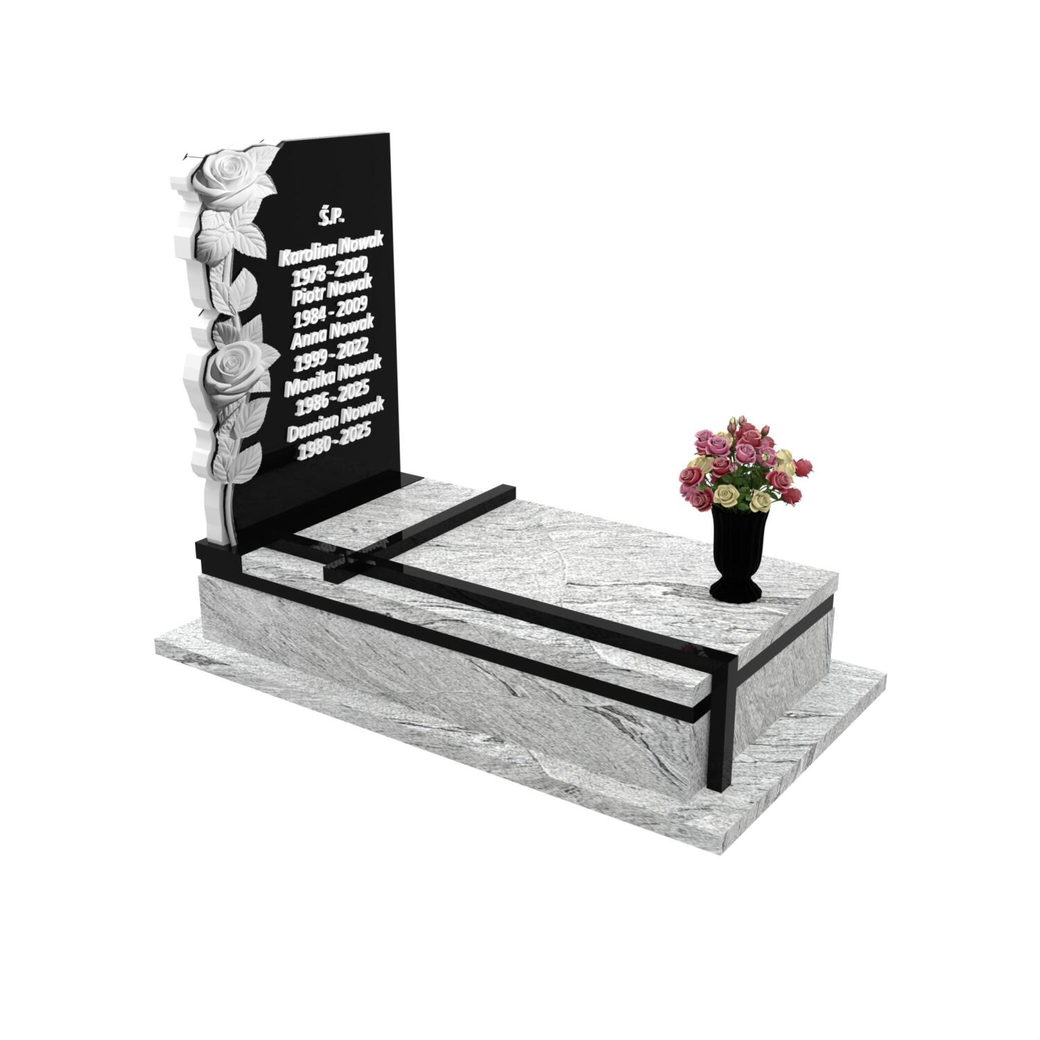 Nagrobek pojedynczy z rzeźbą kwiatów CK 158+360 – photo №10