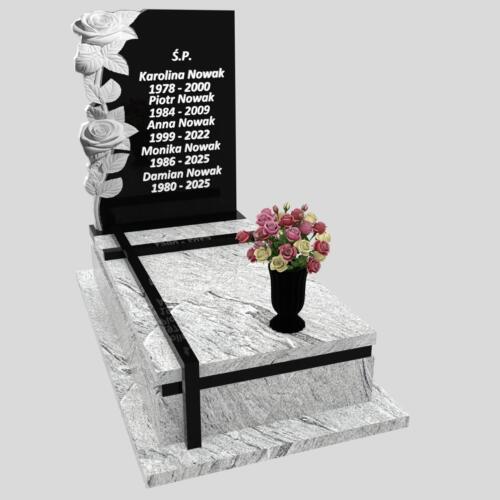 Nagrobki Warszawa-Nagrobek pojedyncze z rzeźbą z kwiatami CK 158 wzór 27