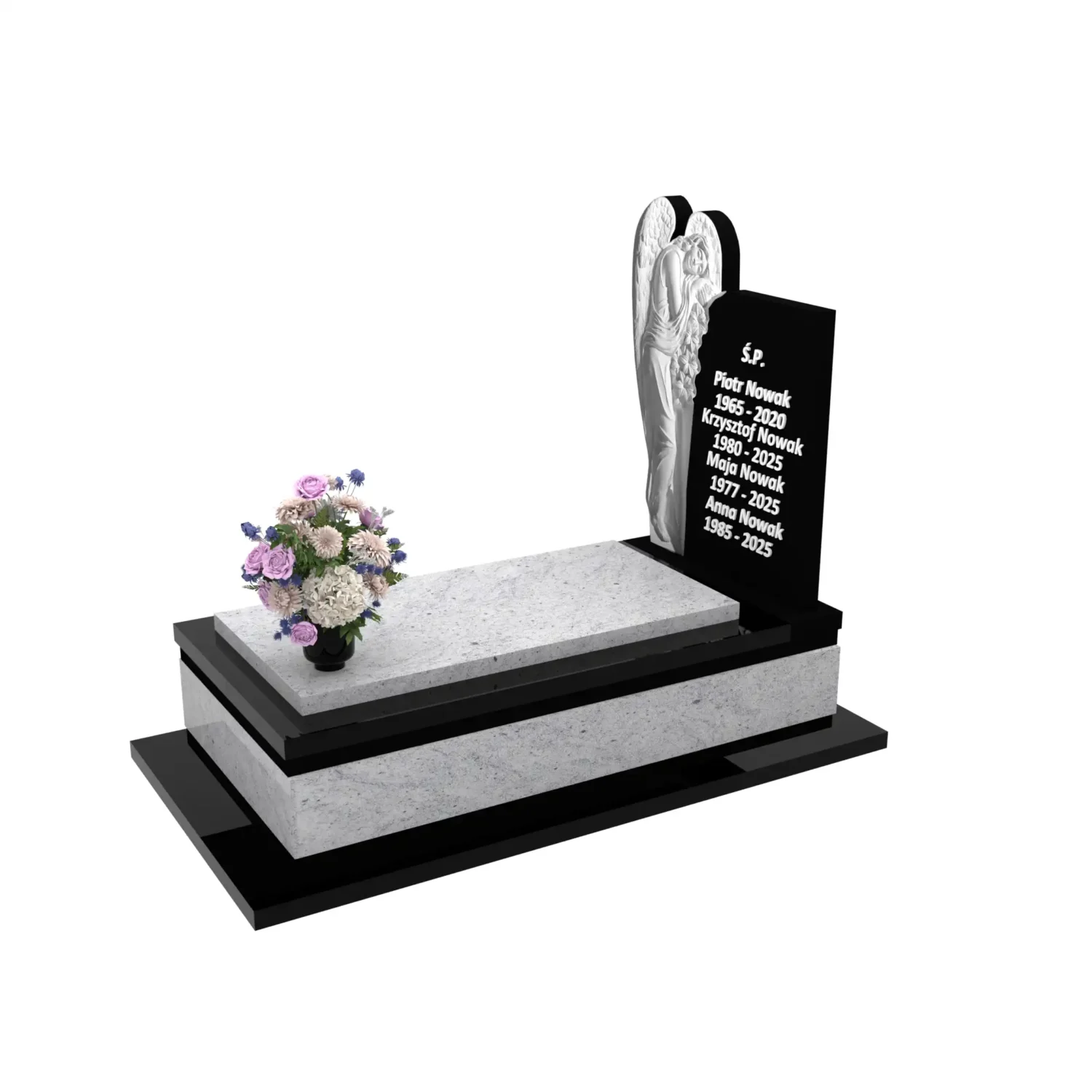 Nagrobek pojedynczy z artystyczną rzeźbą anioła z granitu CK 166+360 – photo №2