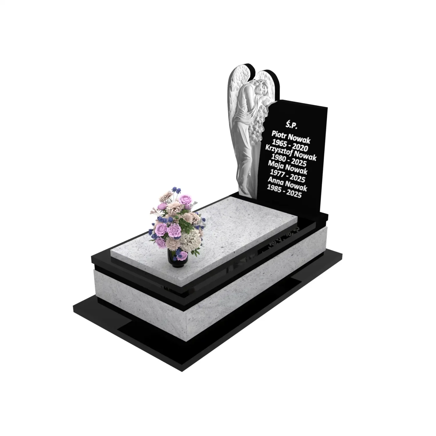 Nagrobek pojedynczy z artystyczną rzeźbą anioła z granitu CK 166+360 – photo №1