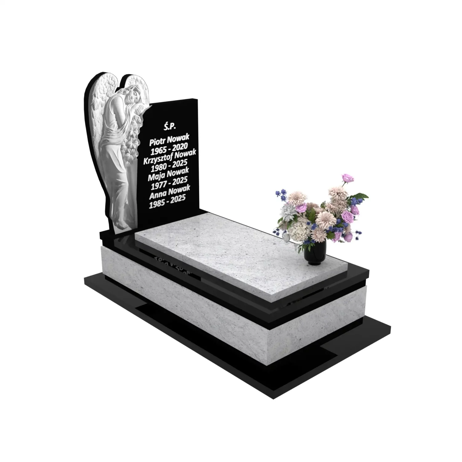 Nagrobek pojedynczy z artystyczną rzeźbą anioła z granitu CK 166+360 – photo №11