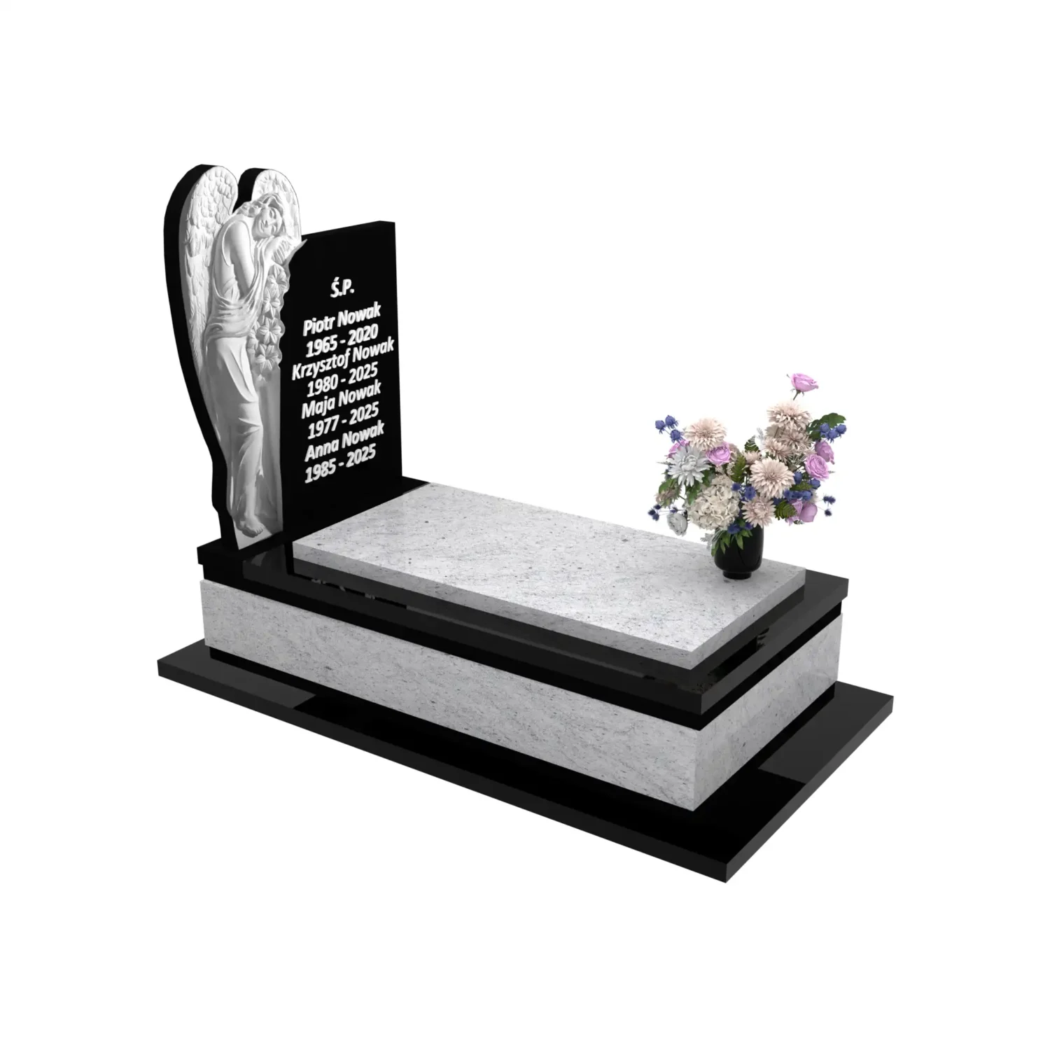 Nagrobek pojedynczy z artystyczną rzeźbą anioła z granitu CK 166+360 – photo №10