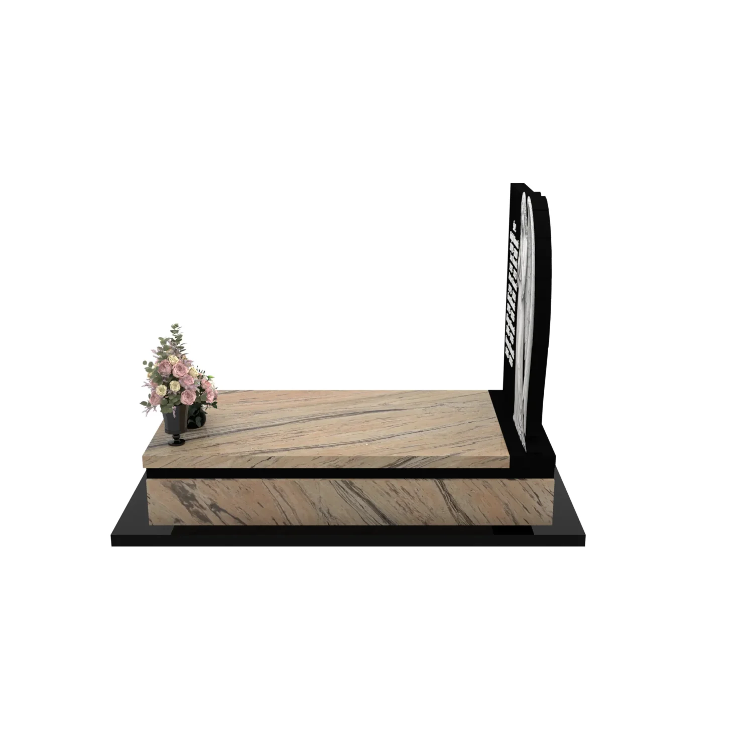 Nagrobek pojedynczy z rzeźbą anioła o delikatnej formie z granitu CK 168+360 – photo №3