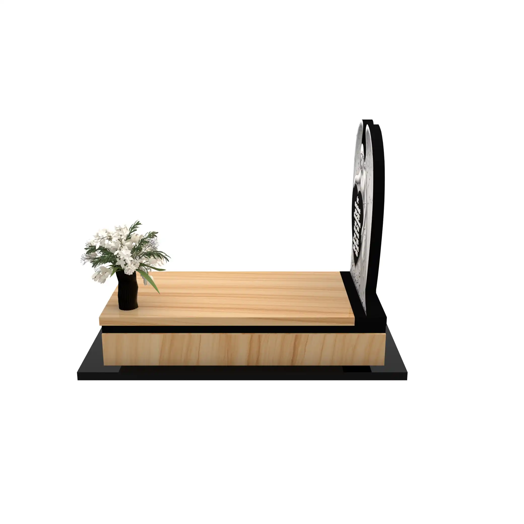 Nagrobek pojedynczy z artystyczną rzeźbą anioła o otwartych skrzydłach z granitu CK 167+360 – photo №3