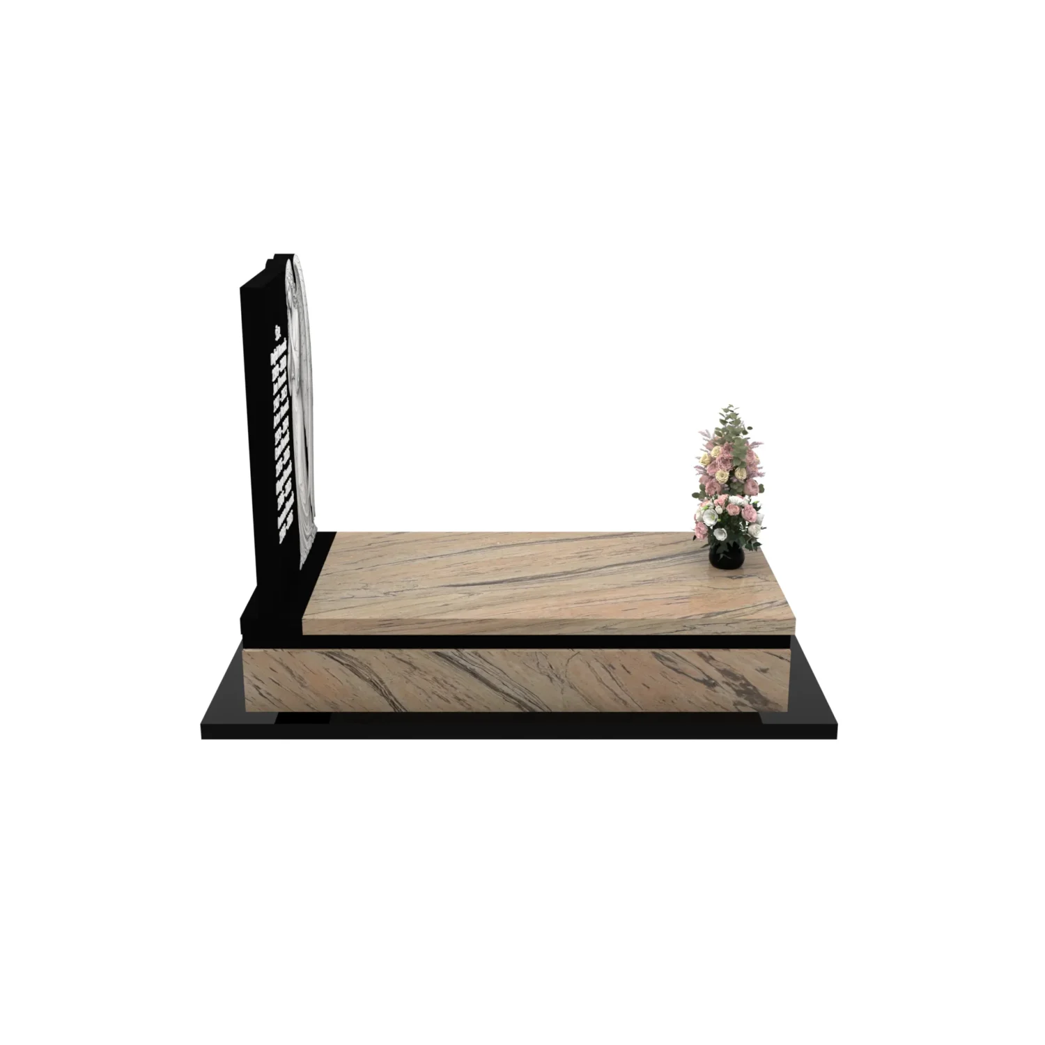 Nagrobek pojedynczy z rzeźbą anioła o delikatnej formie z granitu CK 168+360 – photo №9