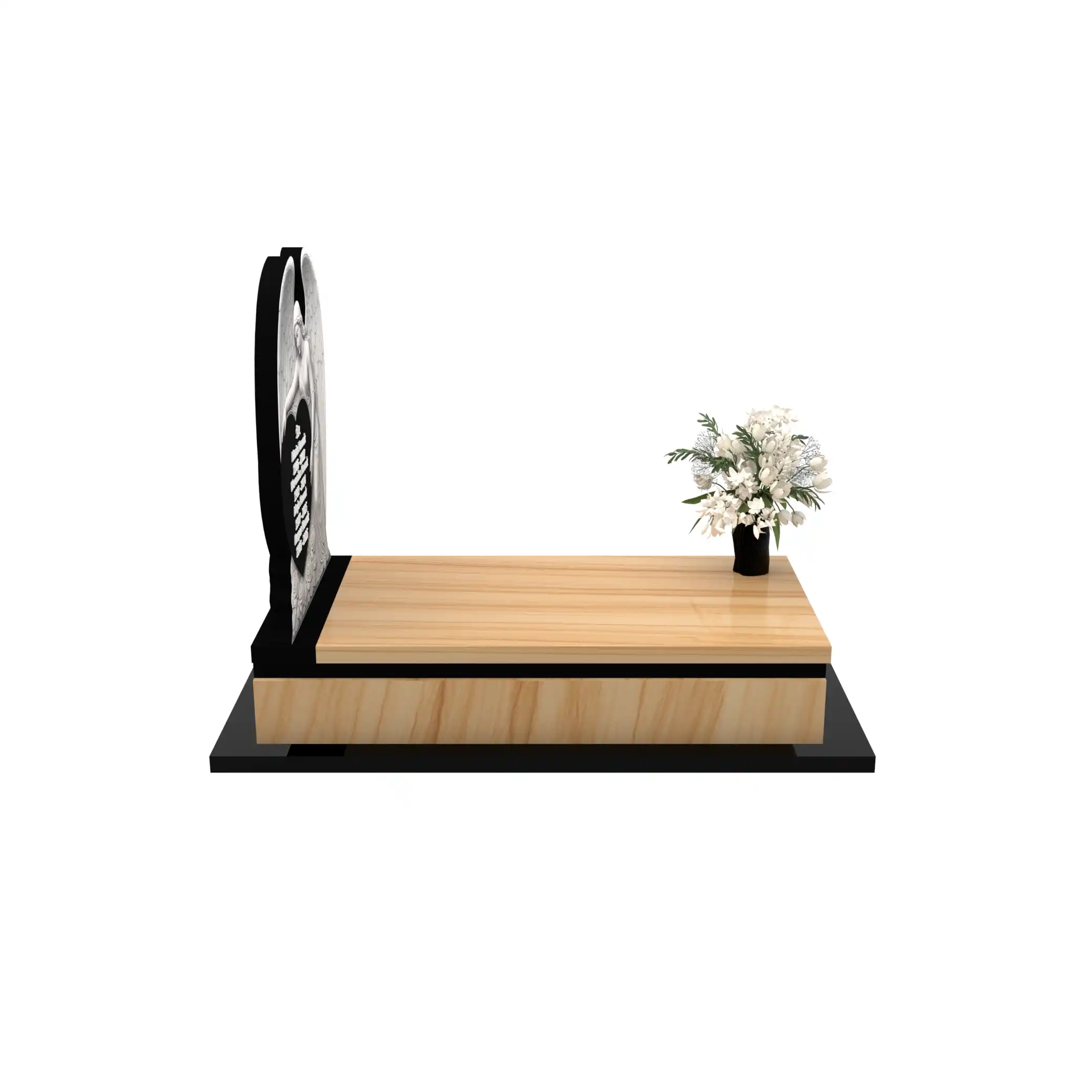 Nagrobek pojedynczy z artystyczną rzeźbą anioła o otwartych skrzydłach z granitu CK 167+360 – photo №9