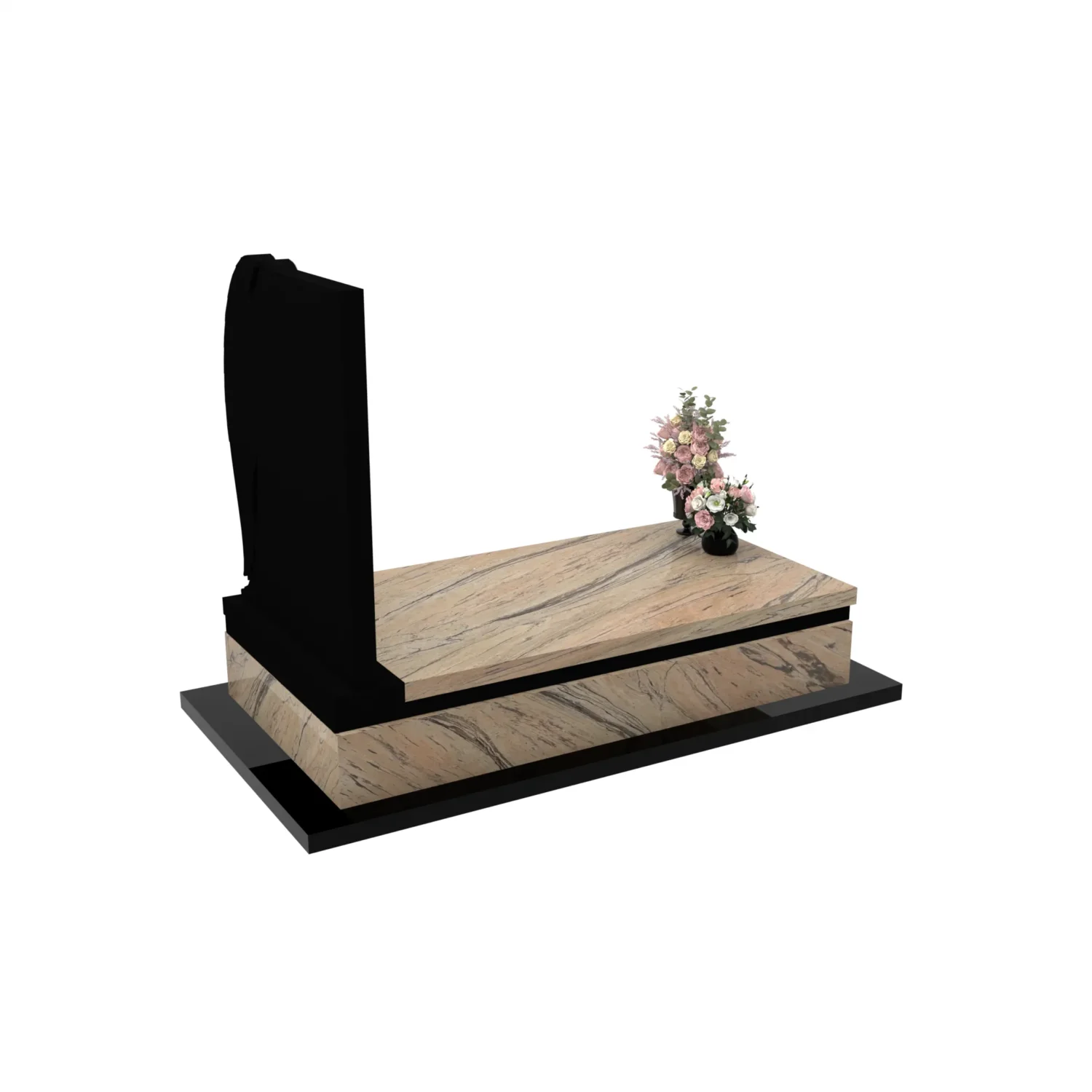 Nagrobek pojedynczy z rzeźbą anioła o delikatnej formie z granitu CK 168+360 – photo №8