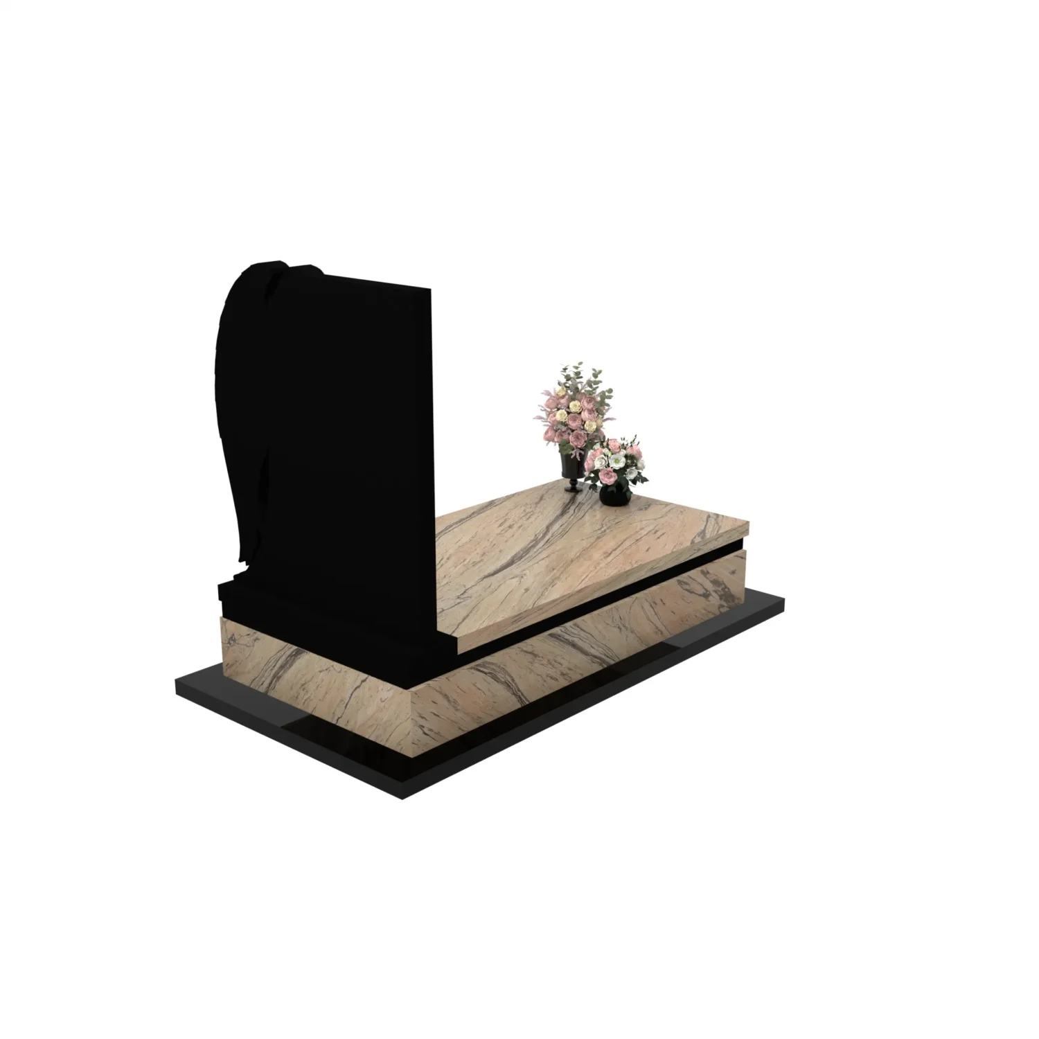 Nagrobek pojedynczy z rzeźbą anioła o delikatnej formie z granitu CK 168+360 – photo №7