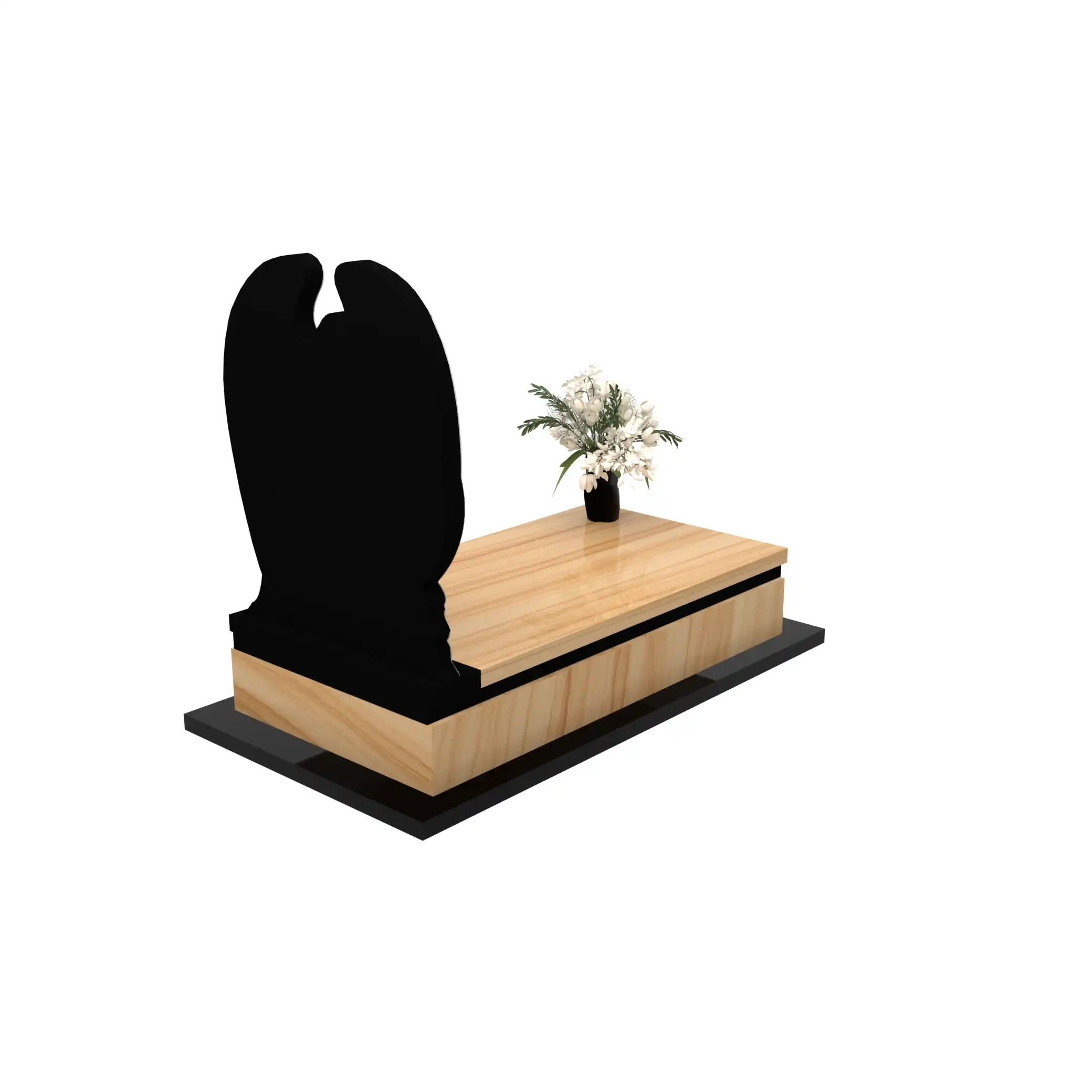 Nagrobek pojedynczy z artystyczną rzeźbą anioła o otwartych skrzydłach z granitu CK 167+360 – photo №7