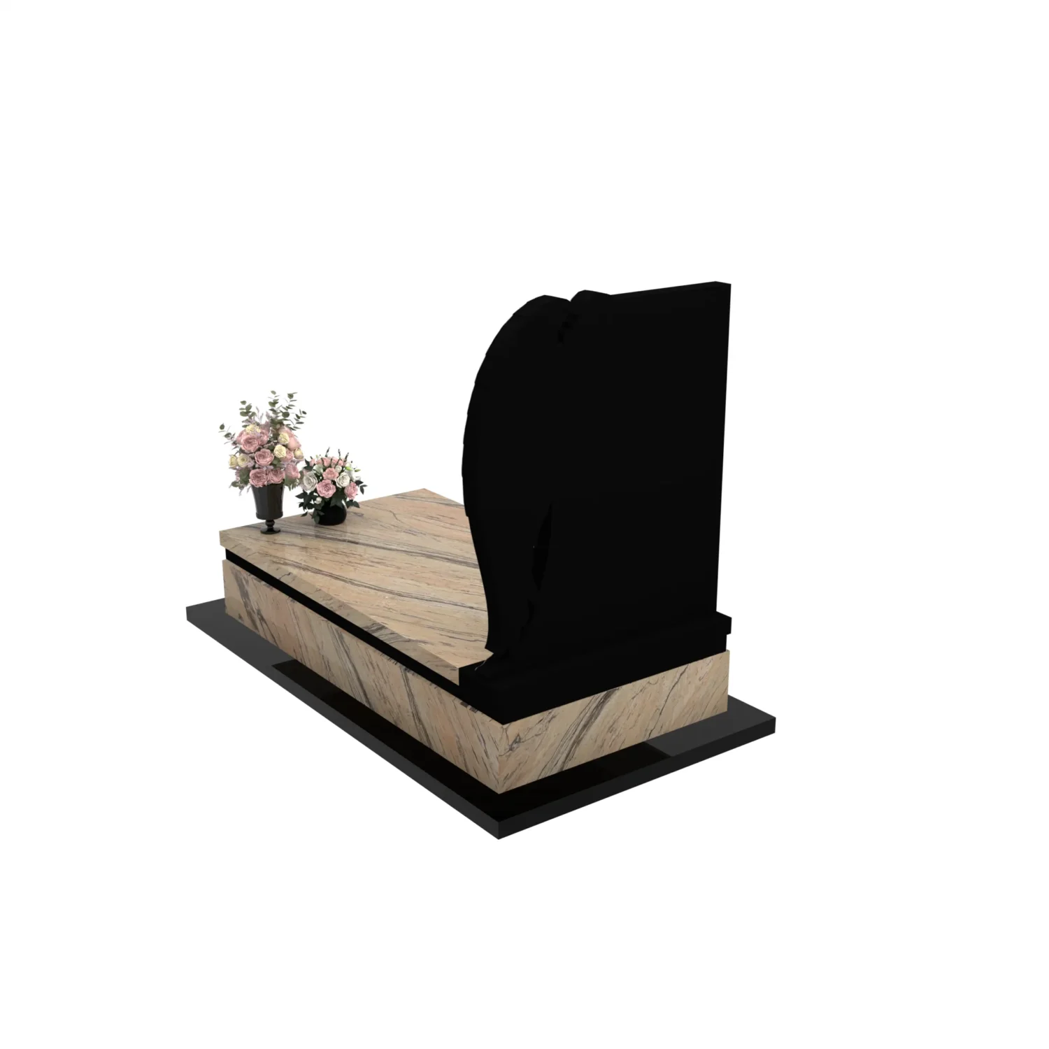 Nagrobek pojedynczy z rzeźbą anioła o delikatnej formie z granitu CK 168+360 – photo №5