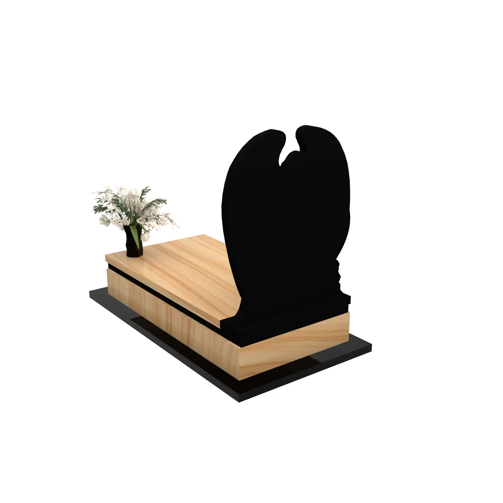 Nagrobek pojedynczy z artystyczną rzeźbą anioła o otwartych skrzydłach z granitu CK 167+360 – photo №5