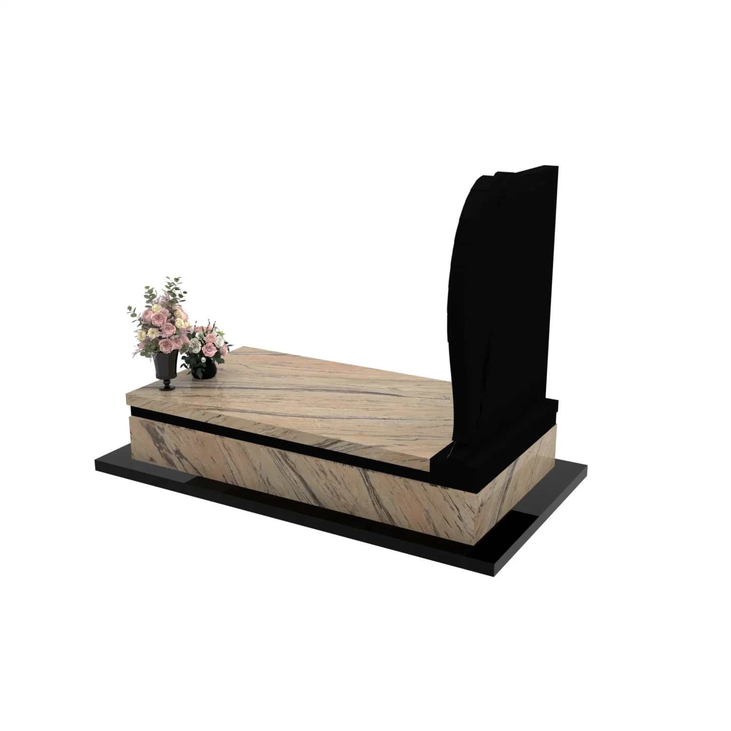 Nagrobek pojedynczy z rzeźbą anioła o delikatnej formie z granitu CK 168+360 – photo №4