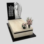 Nagrobek pojedynczy z rzeźbą anioła o delikatnej formie z granitu CK 168 zdjęcie 30