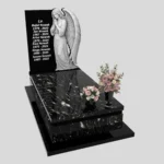 Nagrobek pojedynczy z rzeźbą anioła o delikatnej formie z granitu CK 168 zdjęcie 32