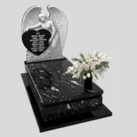 Nagrobek pojedynczy z artystyczną rzeźbą anioła o otwartych skrzydłach z granitu CK 167 zdjęcie 32