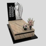 Nagrobek pojedynczy z rzeźbą anioła o delikatnej formie z granitu CK 168 zdjęcie 40