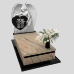 Nagrobek pojedynczy z artystyczną rzeźbą anioła o otwartych skrzydłach z granitu CK 167 zdjęcie 38